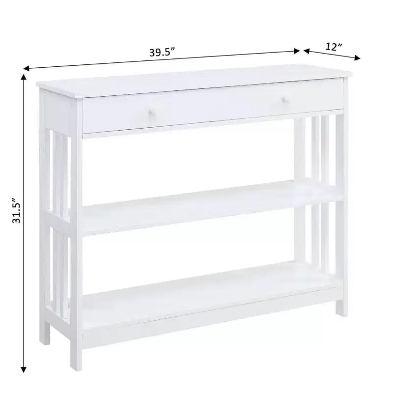 Mission Style 1-Drawer Console Table – White, Rectangle