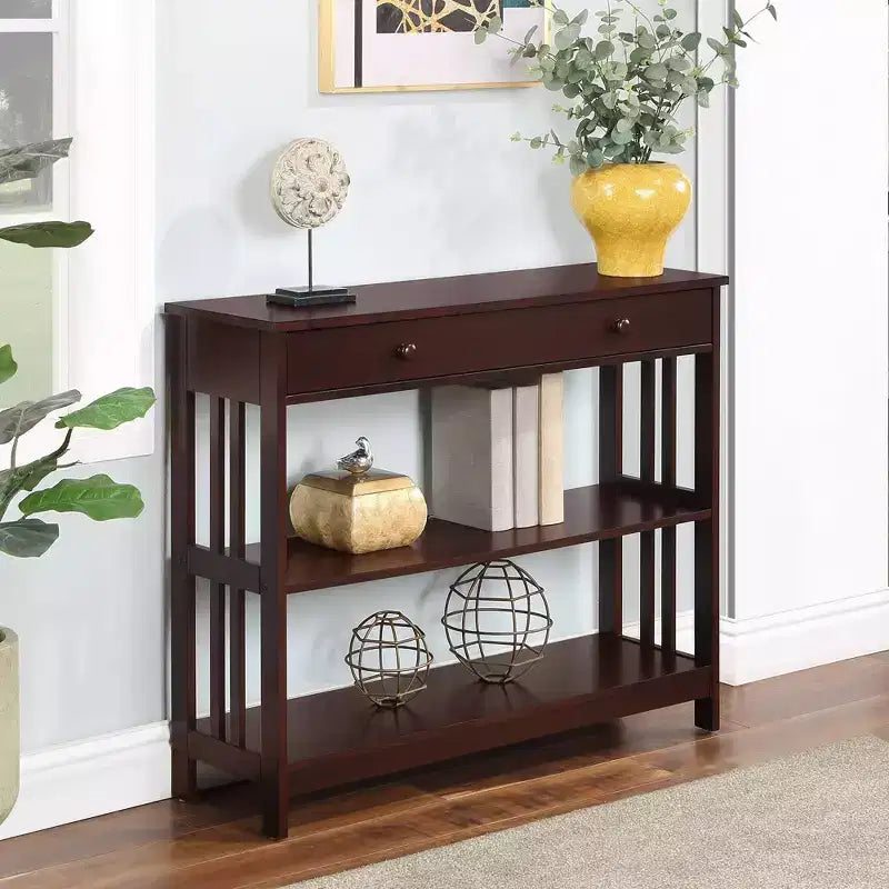 Mission Style 1-Drawer Console Table – White, Rectangle