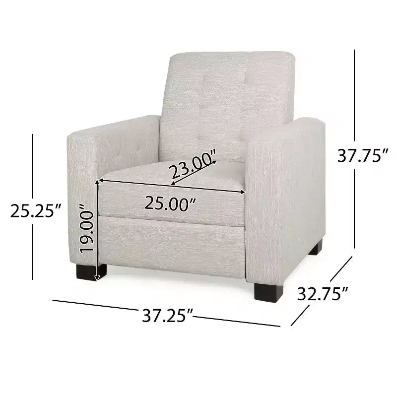 Fauteuil inclinable capitonné à repousser