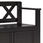 Banc de rangement en bois massif de 36 po de style transitoire pour entrée – Dessus relevable, 2 places