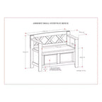Banc de rangement en bois massif de 36 po de style transitoire pour entrée – Dessus relevable, 2 places