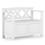 Banc de rangement en bois massif de 36 po de style transitoire pour entrée – Dessus relevable, 2 places