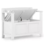 Banc de rangement en bois massif de 36 po de style transitoire pour entrée – Dessus relevable, 2 places