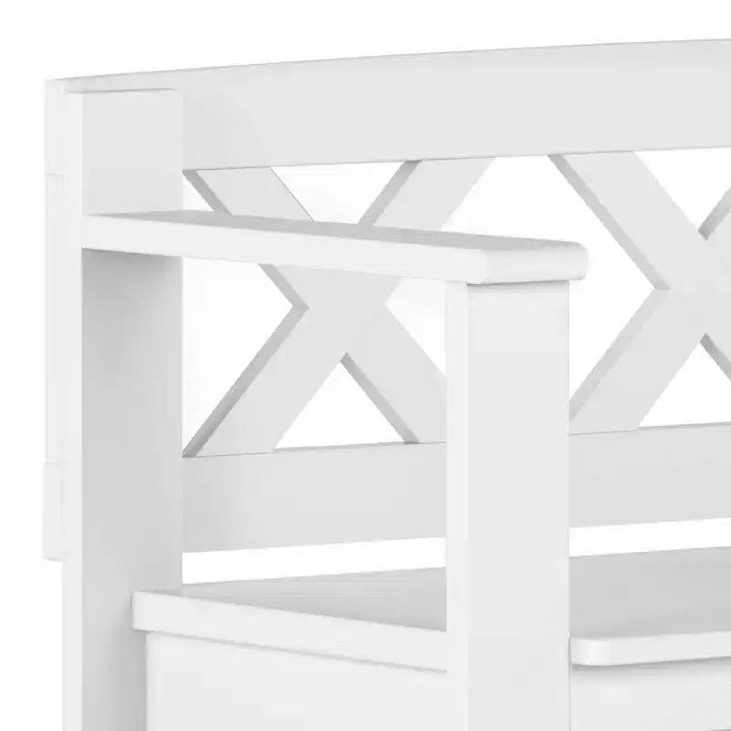 Banc de rangement en bois massif de 36 po de style transitoire pour entrée – Dessus relevable, 2 places
