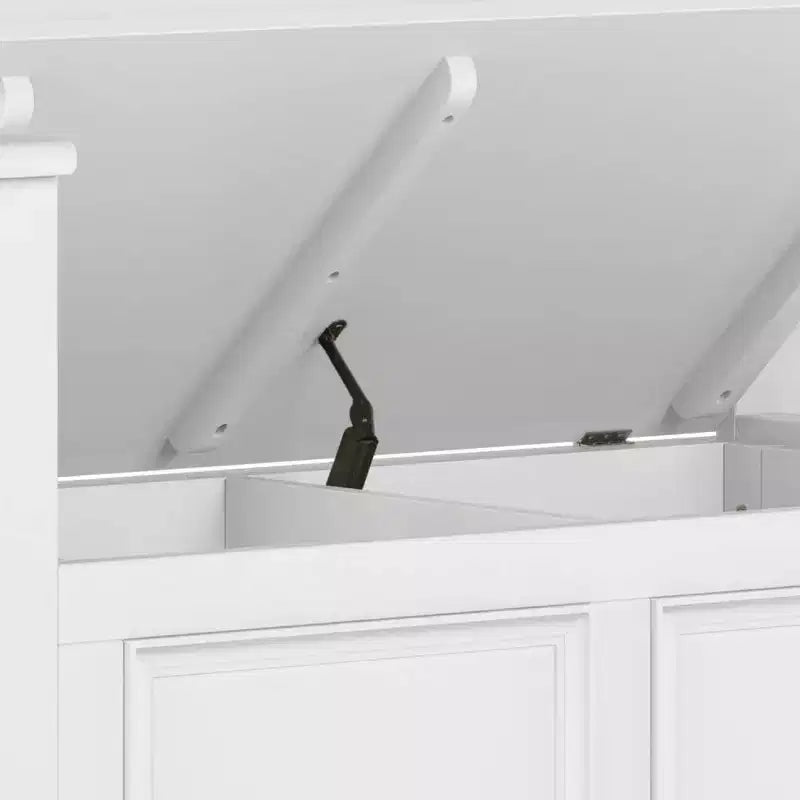 Banc de rangement en bois massif de 36 po de style transitoire pour entrée – Dessus relevable, 2 places
