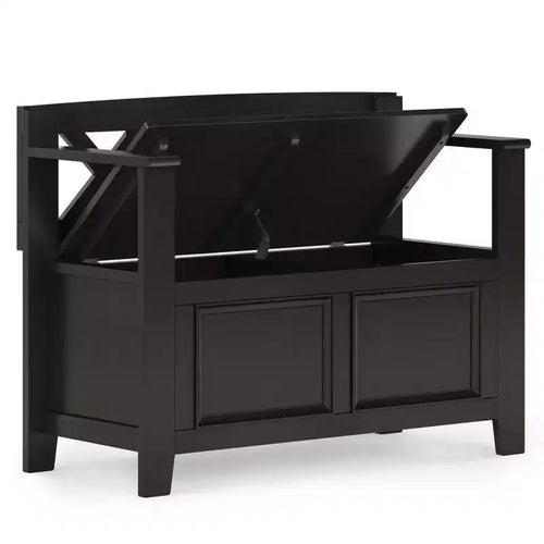 36" Transitional Solid Wood Entryway Storage Bench – Lift-Top, Seats 2