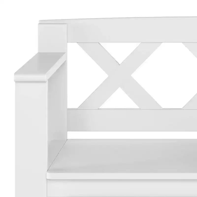Banc de rangement en bois massif de 36 po de style transitoire pour entrée – Dessus relevable, 2 places
