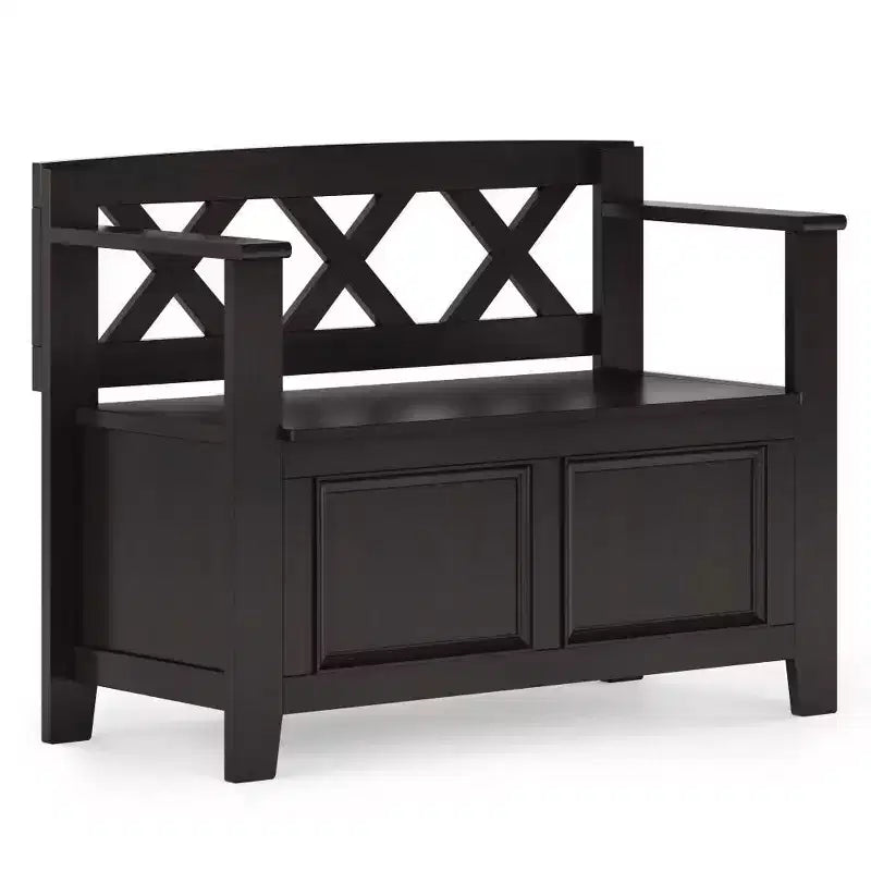 36" Transitional Solid Wood Entryway Storage Bench – Lift-Top, Seats 2