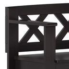 Banc de rangement en bois massif de 36 po de style transitoire pour entrée – Dessus relevable, 2 places