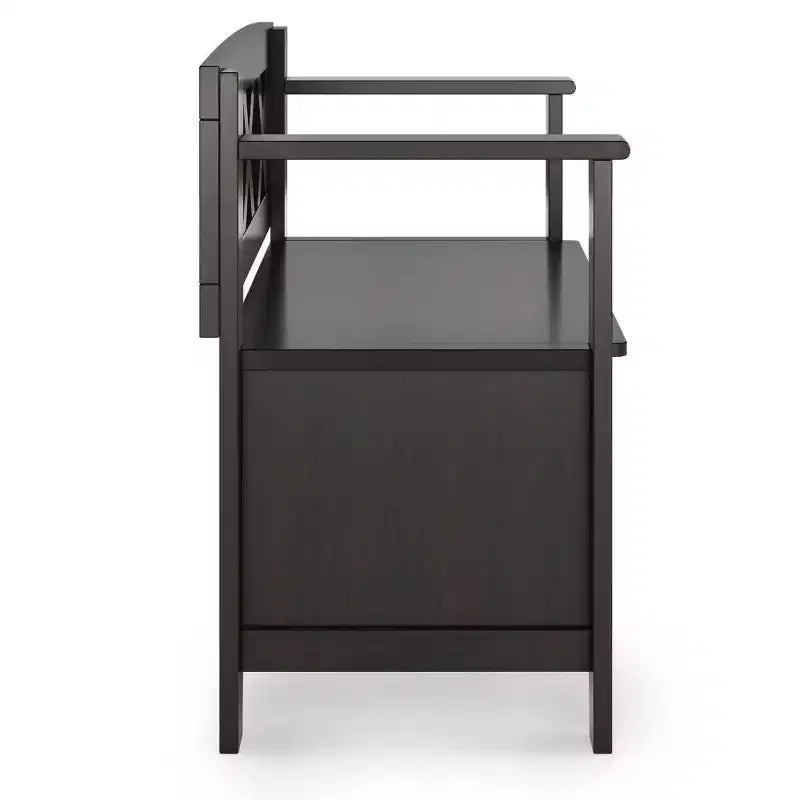 36" Transitional Solid Wood Entryway Storage Bench – Lift-Top, Seats 2