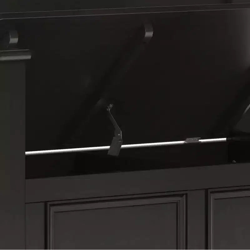 Banc de rangement en bois massif de 36 po de style transitoire pour entrée – Dessus relevable, 2 places