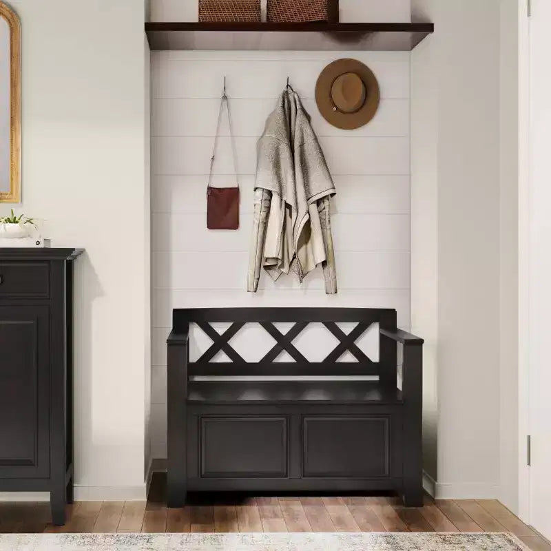 Wyndenhall 36 Halifax Transitional Solid Wood Entryway Storage Bench