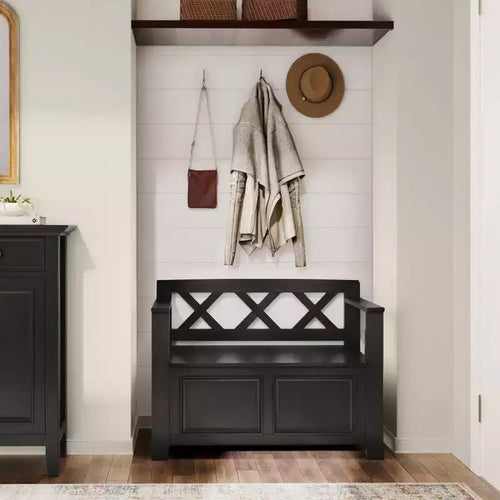 Wyndenhall 36 Halifax Transitional Solid Wood Entryway Storage Bench