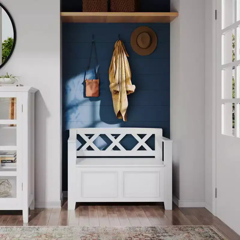 36" Transitional Solid Wood Entryway Storage Bench – Lift-Top, Seats 2