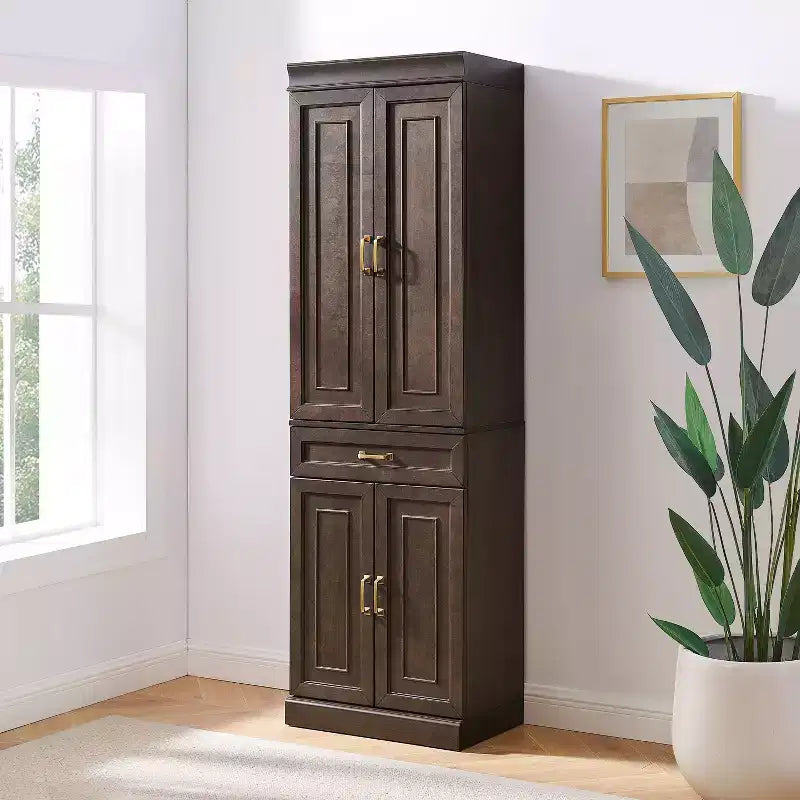 78" Kitchen Storage Pantry Cabinet – 5 Shelves, 4 Doors, 1 Drawer