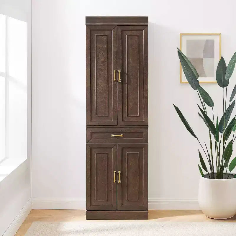 78" Kitchen Storage Pantry Cabinet – 5 Shelves, 4 Doors, 1 Drawer