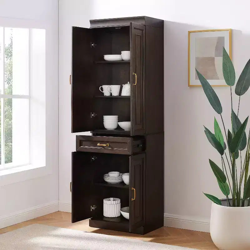 78" Kitchen Storage Pantry Cabinet – 5 Shelves, 4 Doors, 1 Drawer